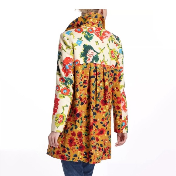 Anthropologie Elevenses Long Button Floral Printed Leopardlily Jacket Coat - Picture 3 of 7